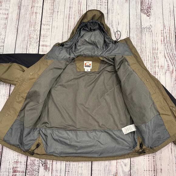 Sorel Omni-Shield Hooded Rain Jacket Men’s M Tan/Black Waterproof Breathable - Picture 5 of 8